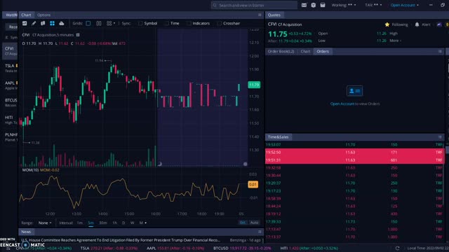 RUMBLE STOCK $CFVI Live Order Book 9/13/2022