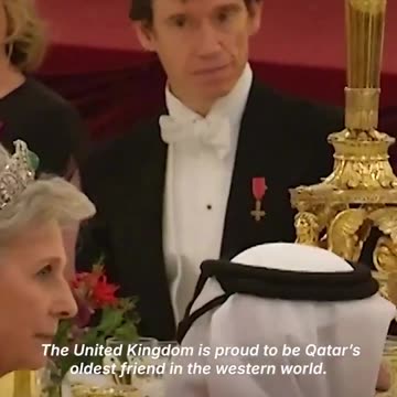 Charles speaks in Arabic as he hosts state banquet for the Emir of Qatar, a terror
