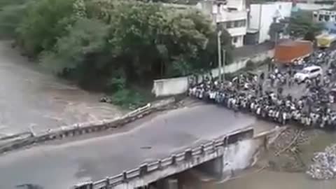 A bridge collapsing.