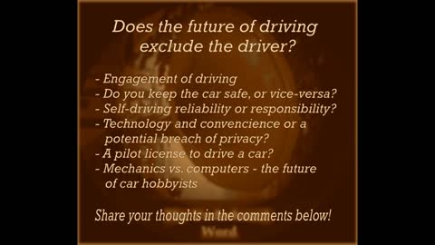 UHW 4 - The Future of Driving - Driver not Needed!