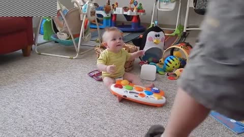 Babies cute reaction to Daddy Coming Home compilation