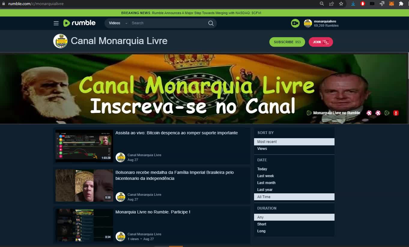 Participe do Canal Monarquia Livre no Rumble