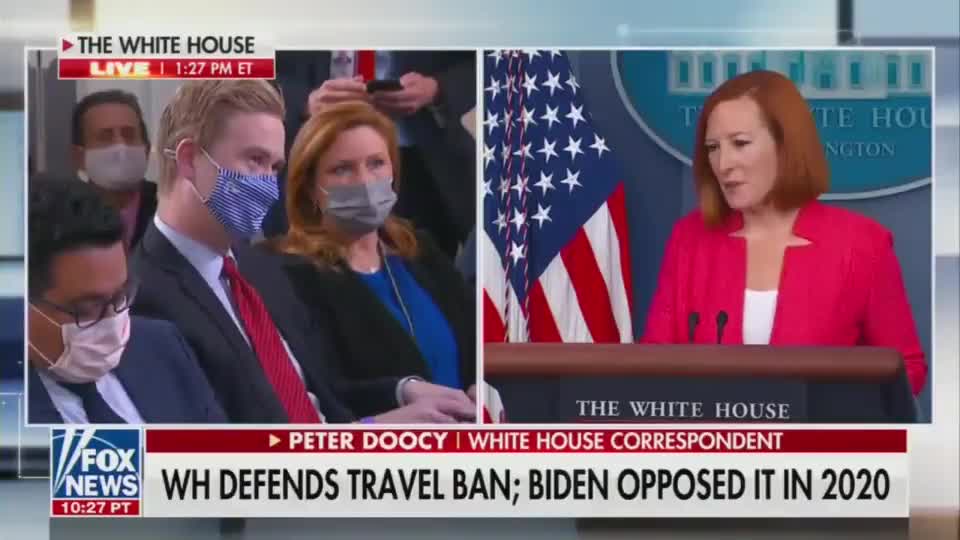 DOOCY ask PSAKI why Biden wasn't wearing a mask indoors