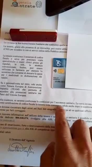 1.9.21 Nuova tessera sanitaria con preavviso di RIFIUTO DI CURE?