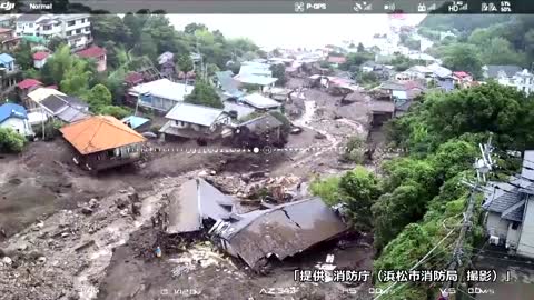 Drone footage shows search for missing in Japan landslide