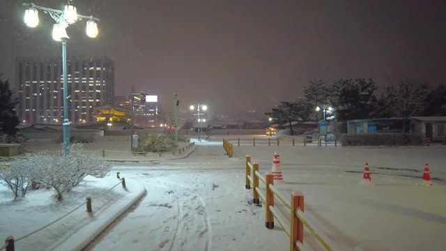 Beautiful street in snowy night.#16