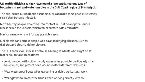 Reports of Dangerous Bacterium Found in Mississippi Soil