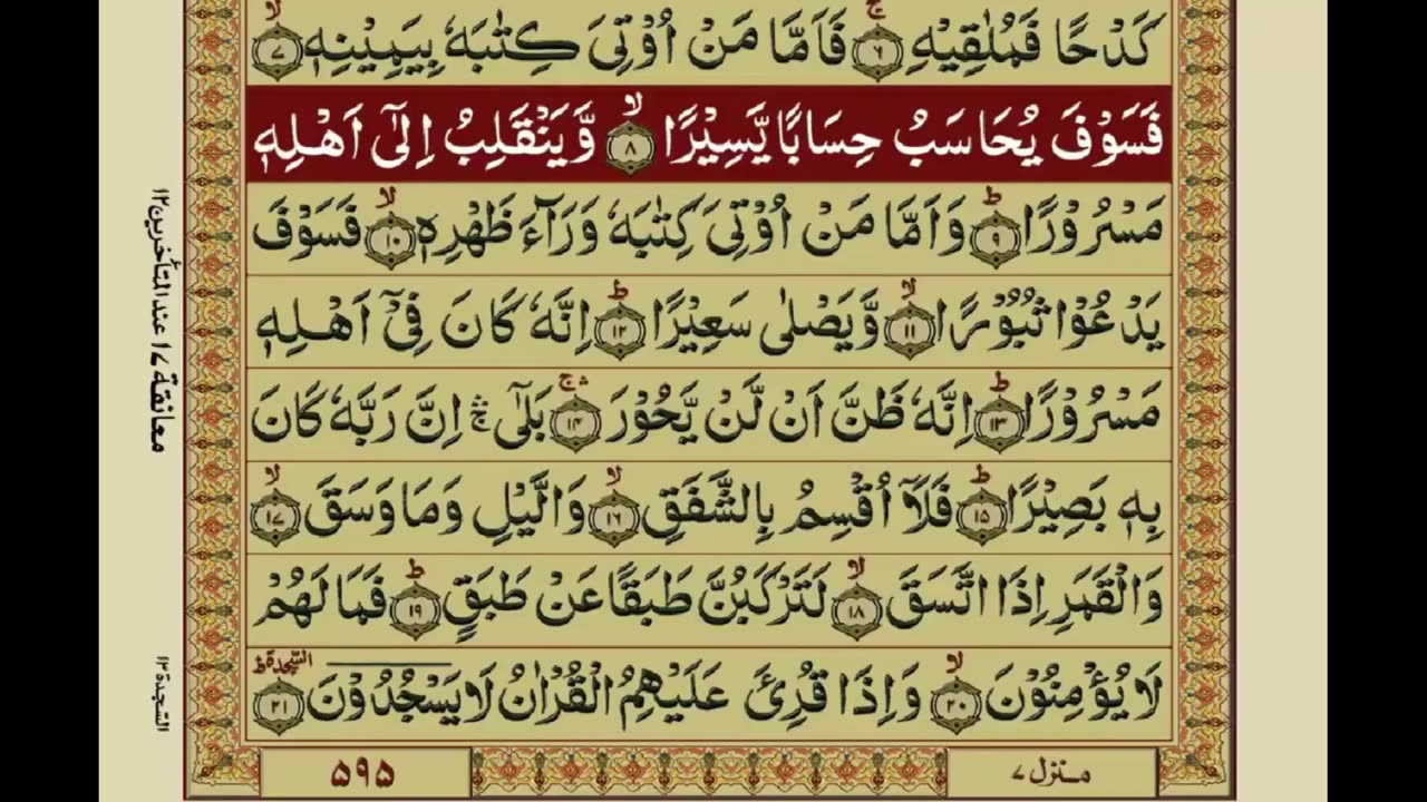 Surat Ul Inshiqaaq With Urdu Hindi Translation