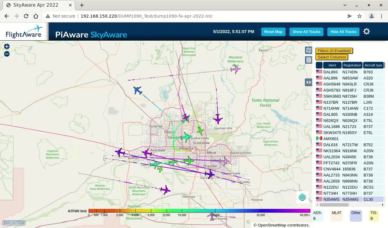 May 1st 2022 - Phoenix Air Traffik Time Lapsed