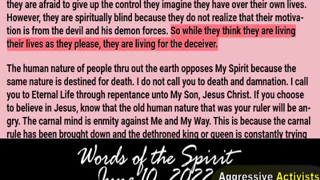 Words of the Spirit. June 10 2022