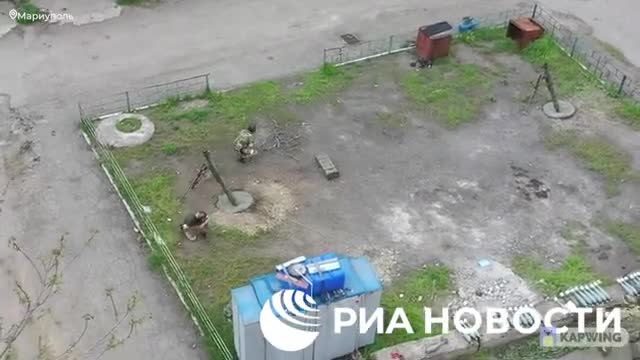 The work of mortar crews that strike at the positions of Ukrainian militants at Azovstal
