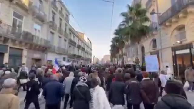 Montpelier, France Vaccine passport protests Dec. 18, 2021