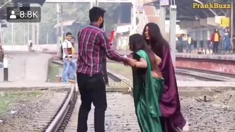 Comedy Train Horn Prank For Random People On Railway Prank