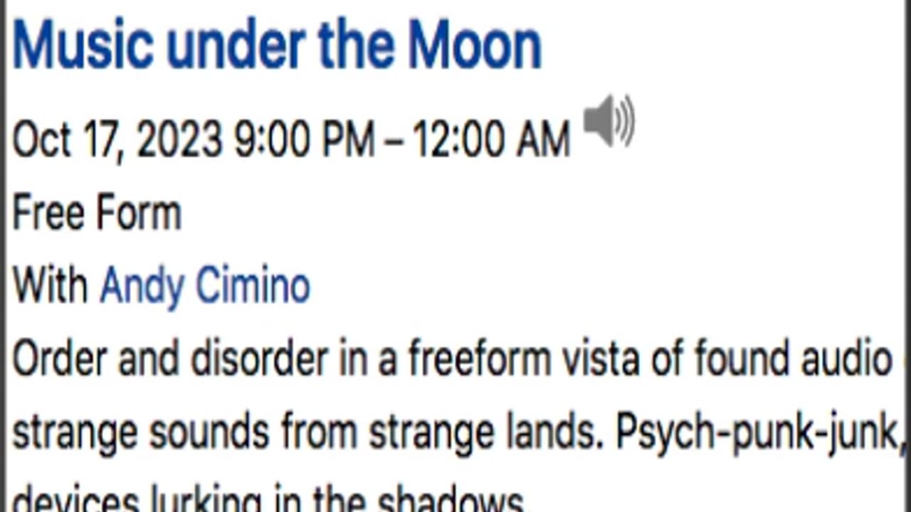 Oct 17th Music Under The Moon Andy Cimino