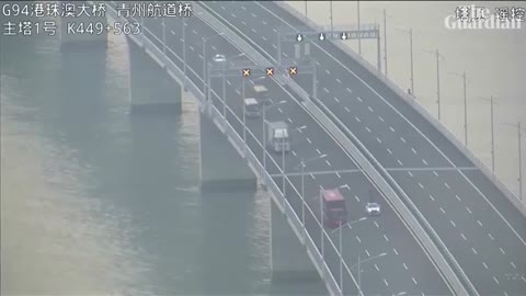 Aerial footage of the world's longest sea bridge