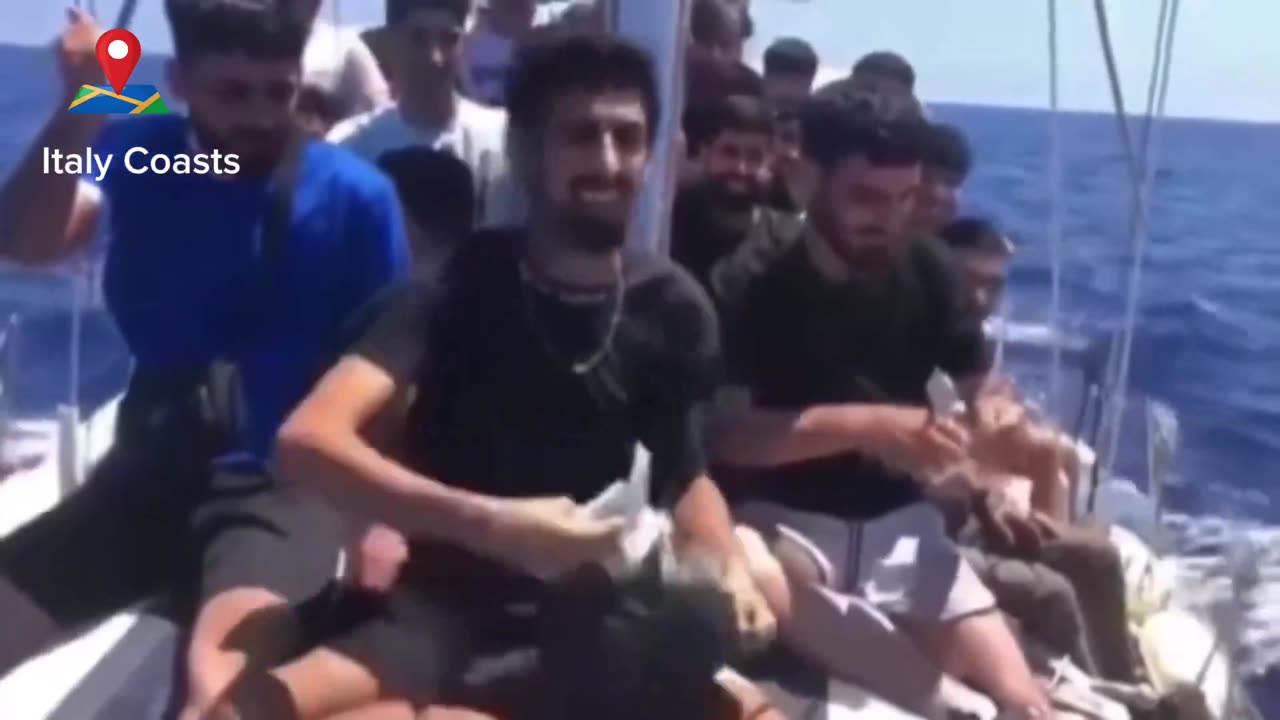 Illegal immigrants coming to Italy from North Africa tear up their passports and