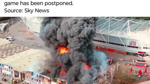 Fire near St Marys Football Stadium Southampton - Tonights game is cancelled