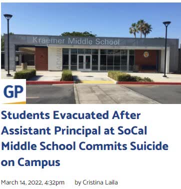 Students Evacuated After Assistant Principal at SoCal Middle School Commits Suicide on Campus