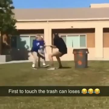 First to touch the trash can loses 😂😂