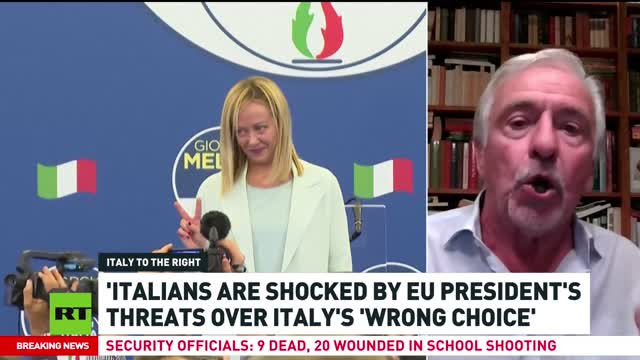 L'alleanza di destra rivendica la vittoria alle elezioni parlamentari italiane.Il prossimo primo ministro italiano potrebbe essere la leader di Fratelli d'Italia Giorgia Meloni.nuovo governo composto da servi e corrotti del Vaticano,USA,UE etc