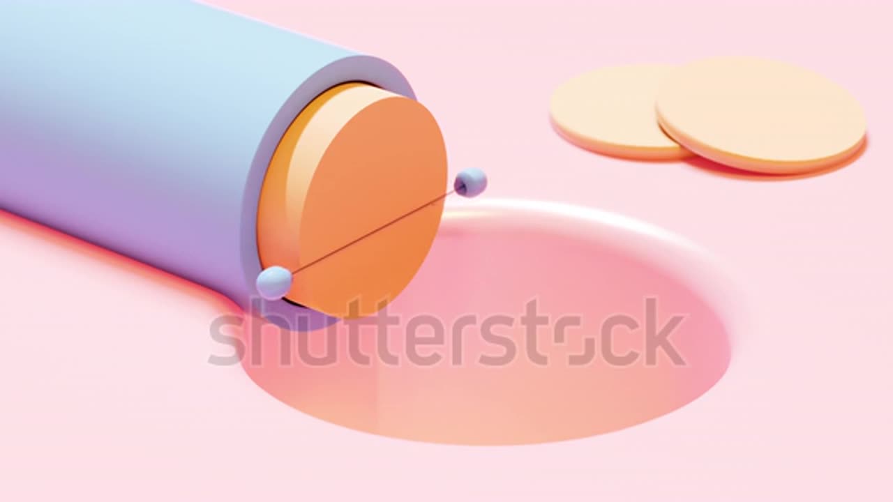 Thread cutting orange substance. 3d animation loop