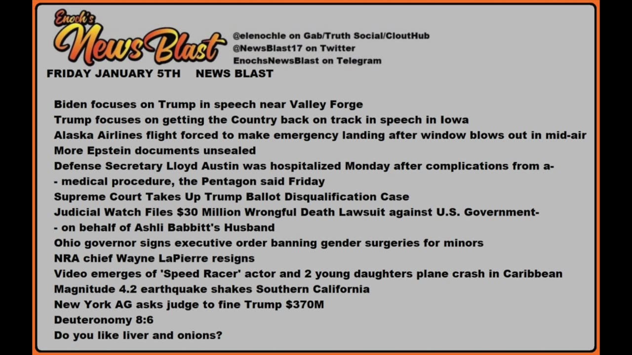 Friday January 5, 2024 News Blast