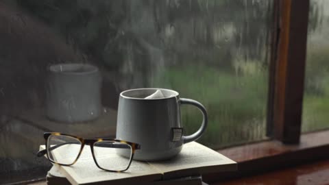 Raining Sound On Window with cup of teaㅣHeavy Rain and thunderstorm for Sleep, Study and Relaxation