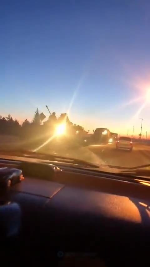"Russian Tanks And Troops" lined up near the Ukrainian border in Belgorod, Russia