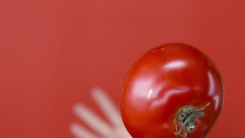 Tossing A Fresh Tomato By Hand