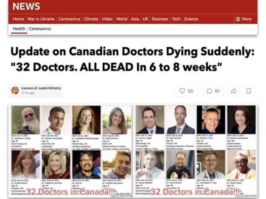 32 Canadian Doctors All Dead in 6-8 Weeks.