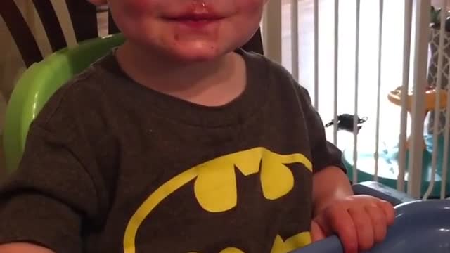 Collab copyright protection - kid smooshes face into greasy plate