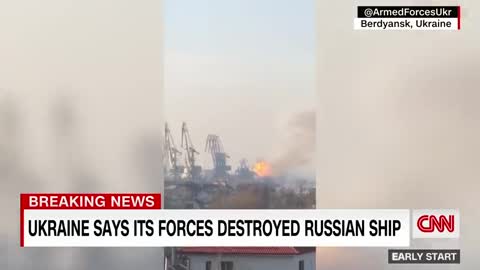 Russian military ship destroyed in Berdyansk, Ukrainian Navy claims