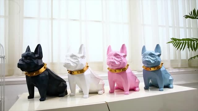 Abstract Frenchie Decorative Resin Tissue Box Statue