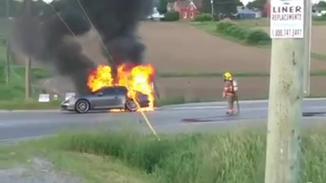 Porsche Goes Up In Flames