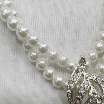 Faux Pearl Crystal Jewelry Set with 16” Necklace, 2” Drop Earrings. Party. Event