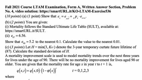 Exam LTAM exercise for April 27, 2022