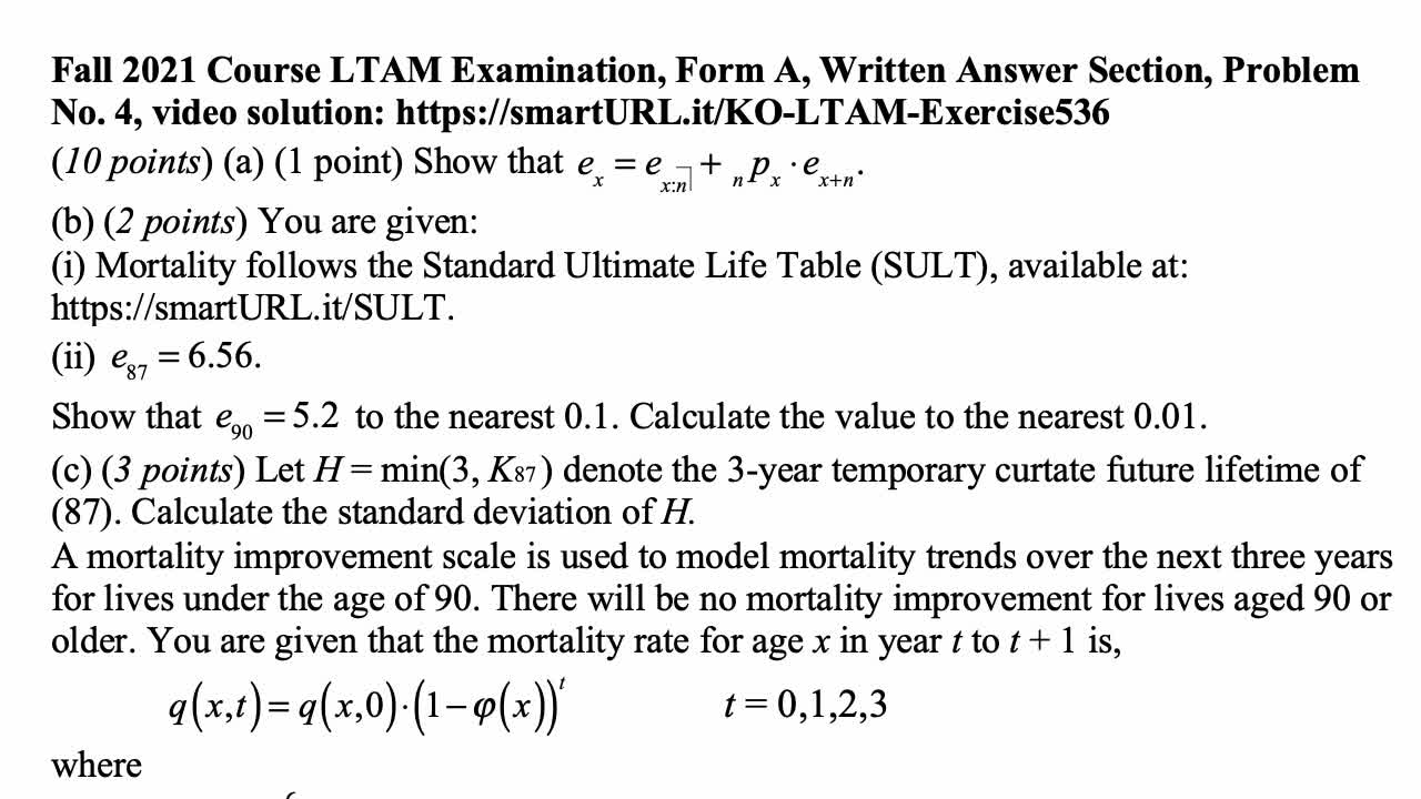 Exam LTAM exercise for April 27, 2022