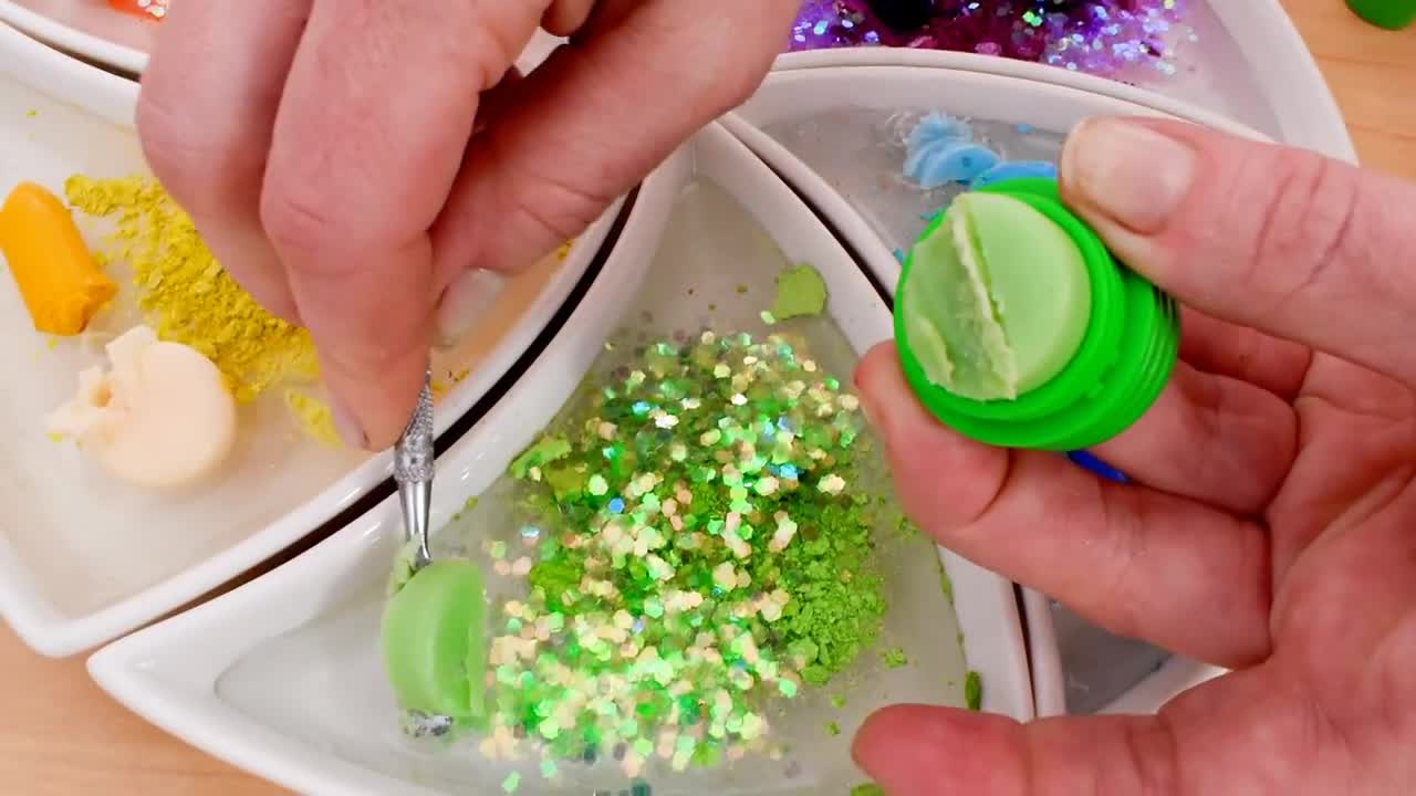 Rainbow - Mixing Makeup Eyeshadow Into Slime! Special Series 96 Satisfying Slime