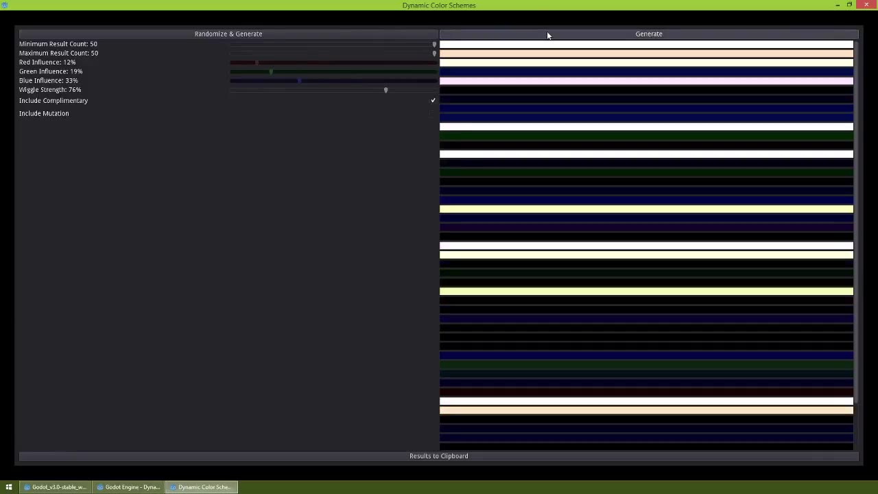 Procedural Generation using Godot 3 Dynamic Color Scheme Generator