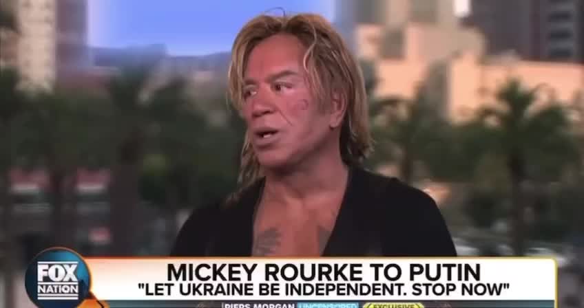 Mickey Rourke seems a little shook up....