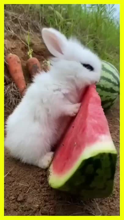 Oh Really Rabbit Wana eat Watermelon 🍉