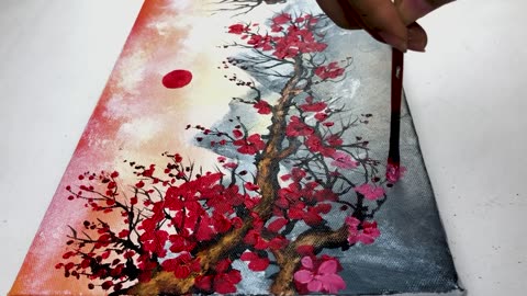 Peach Blossom _ Flower Painting _ Acrylic Painting for Beginners _ Step by Step