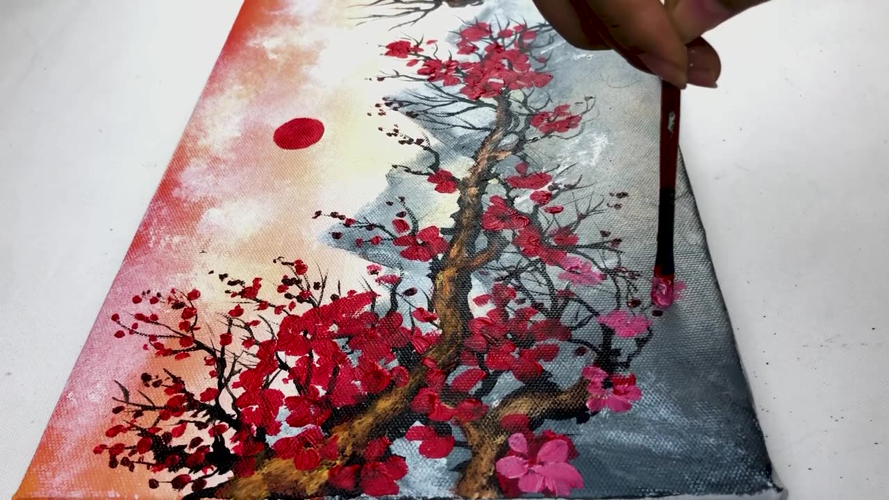 Peach Blossom _ Flower Painting _ Acrylic Painting for Beginners _ Step by Step