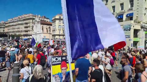 Marseille, France out in force against Macron's Tyrannical Covid Passports