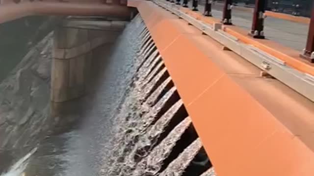 River water pouring into tourist attractions