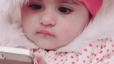 Cute baby heart touch video