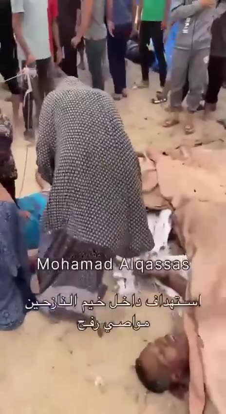 Israeli airstrikes on UN refugees tent camp near Rafah.