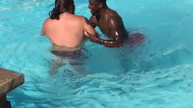 Poolside Backflip Almost Ends Badly