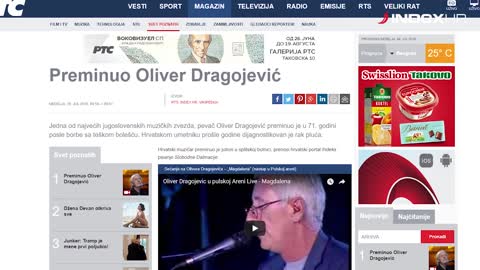 Smrt Olivera Dragojevića glavna je vijest u regionalnim medijima