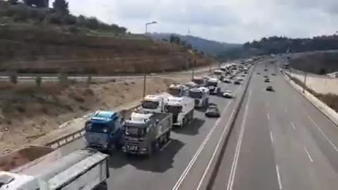 Convoy of trucks and vehicles arrives in Jerusalem, Israel's capital, to protest Covid restrictions.